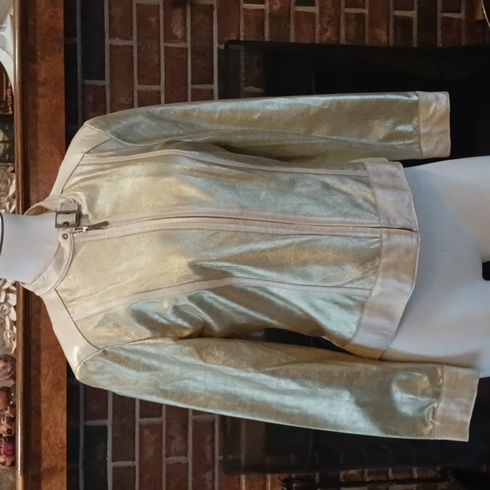 Gold Leather Doncaster Moto Jacket 4